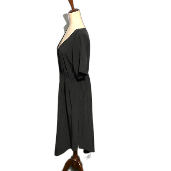 Soft Surroundings Black Midi Dress V-neck Button Up - Picture 4 of 8